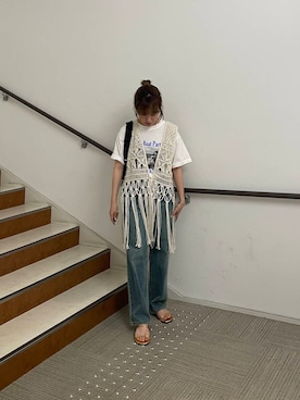 「アイテム（ベスト）」を使った、夏海さん（レディース・153cm）の夏コーディネート