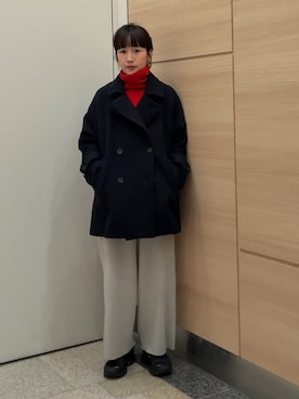 「アイテム（ピーコート）」を使った、夏海さん（レディース・153cm・20代）の冬コーディネート