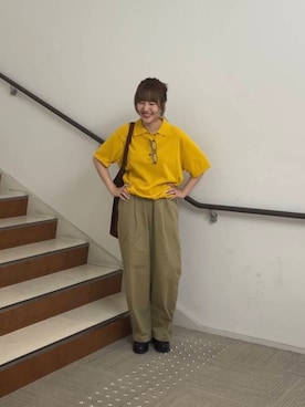 「URBAN RESEARCH（アーバンリサーチ）のシャツカラーハーフスリーブニット（ニット/セーター）」を使った、夏海さん（レディース・153cm）の夏コーディネート