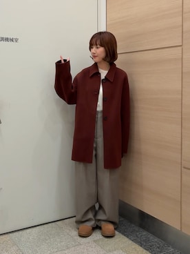「アイテム（ステンカラーコート）」を使った、夏海さん（レディース・153cm）の秋コーディネート