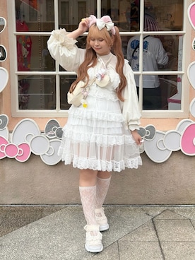 「アイテム（その他、ホワイト系）」を使った、み ゃ ー ゆさん（レディース・155cm）の夏コーディネート