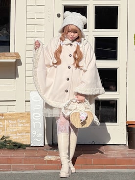 「アイテム（キャップ）」を使った、み ゃ ー ゆさん（レディース・155cm）の冬コーディネート