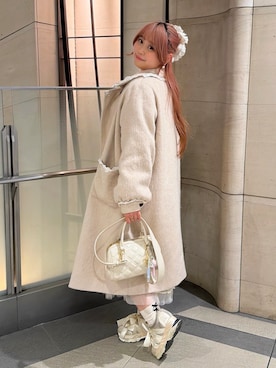 「アイテム（ノーカラーコート）」を使った、み ゃ ー ゆさん（レディース・155cm）の春コーディネート