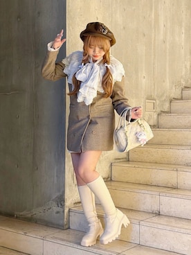 「アイテム（帽子）」を使った、み ゃ ー ゆさん（レディース・155cm）の冬コーディネート