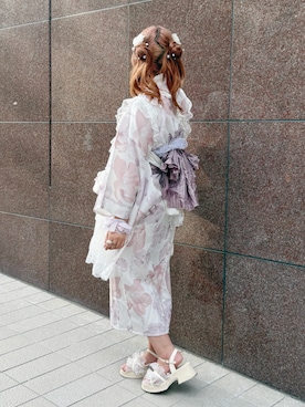 「アイテム（水着/着物・浴衣）」を使った、み ゃ ー ゆさん（レディース・155cm）の秋コーディネート