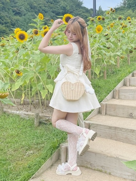 「アイテム（ソックス/靴下）」を使った、み ゃ ー ゆさん（レディース・155cm）の秋コーディネート