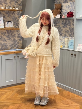 サイドリボンケーブルニットベスト　merry Jenny merry jenny（メリージェニー）の「サイドリボンケーブルニットベスト