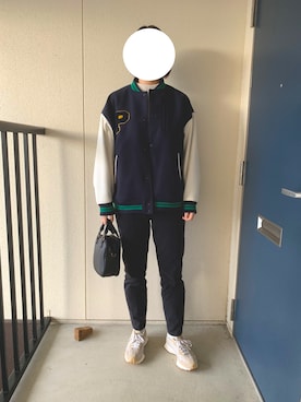 「niko and...（ニコアンド）のアイテム（スタジャン）」を使った、semiさん（レディース・167cm）の冬コーディネート