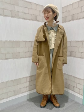 「ehka sopo（エヘカソポ）のアイテム（ノーカラーコート）」を使った、kaniさん（レディース・155cm）の秋コーディネート