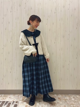 「秋」｜「アイテム（ノーカラージャケット）」を使った、kaniさん（レディース・155cm）の秋コーディネート