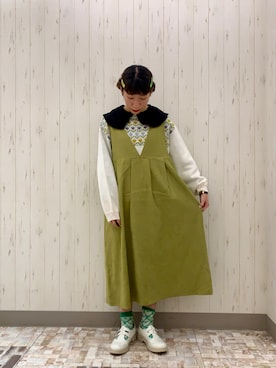 「ehka sopo（エヘカソポ）のアイテム（ジャンパースカート）」を使った、kaniさん（レディース・155cm）の冬コーディネート