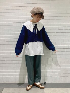 「秋トレンド2021」｜「アイテム（ハンチング/ベレー帽）」を使った、kaniさん（レディース・155cm）の秋コーディネート