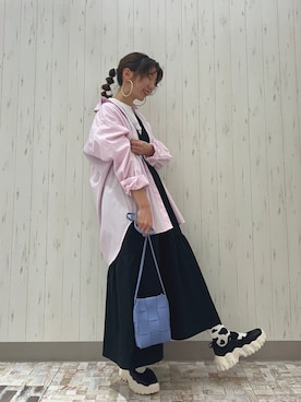 「ビッグシャツ」｜「アイテム（ワンピース/ドレス）」を使った、kaniさん（レディース・155cm）の春コーディネート