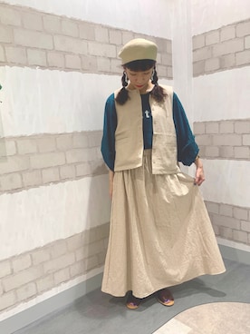 「袖ボリューム」｜「アイテム（帽子）」を使った、kaniさん（レディース・155cm）の夏コーディネート
