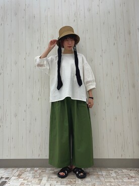 「ナチュラルスタイル」｜「アイテム（帽子）」を使った、kaniさん（レディース・155cm）の春コーディネート