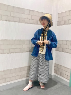 「むぎわら帽子」｜「アイテム（シャツワンピース）」を使った、kaniさん（レディース・155cm）の冬コーディネート