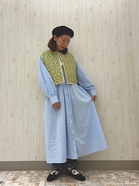 「ehka sopo（エヘカソポ）のアイテム（シャツワンピース）」を使った、kaniさん（レディース・155cm）の冬コーディネート