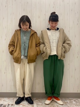 「透かし編みニット」｜「アイテム（ジャケット/アウター）」を使った、kaniさん（レディース・155cm）の冬コーディネート