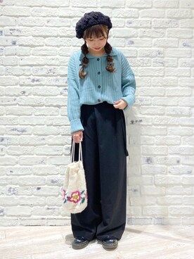 「ゆるニット」｜「アイテム（ハンチング/ベレー帽）」を使った、かとういおりさん（レディース・153cm）の秋コーディネート