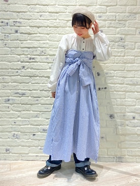 「アレンジ」｜「アイテム（シャツワンピース）」を使った、かとういおりさん（レディース・153cm）の冬コーディネート