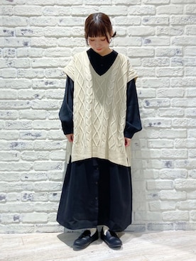 「アイテム（シャツワンピース）」を使った、かとういおりさん（レディース・153cm）の秋コーディネート