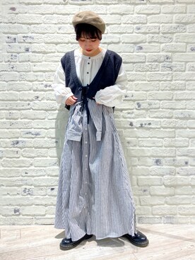 「スカートコーデ」｜「アイテム（シャツワンピース）」を使った、かとういおりさん（レディース・153cm）の冬コーディネート