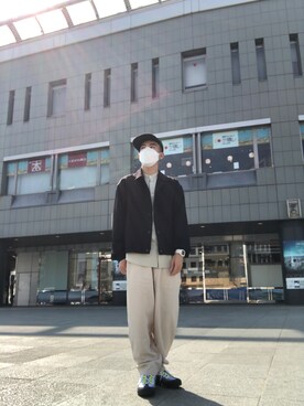 「tk.TAKEO KIKUCHI（ティーケータケオキクチ）のアイテム（ブルゾン）」を使った、イホリンさん（メンズ・160cm）の春コーディネート