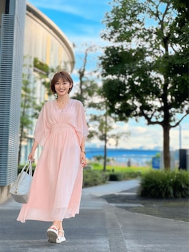 「大人カジュアルコーデ」｜「アイテム（ワンピース/ドレス）」を使った、織田千穂さん（レディース・166cm）の夏コーディネート