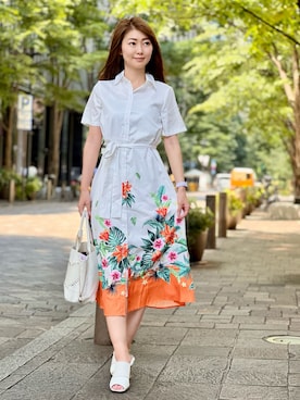 「instagramフォローお願いします」｜「アイテム（ワンピース/ドレス）」を使った、織田千穂さん（レディース・165cm）の夏コーディネート