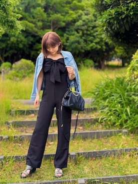 「フォローミー」｜「アイテム（オールインワン・サロペット）」を使った、織田千穂さん（レディース・165cm）の夏コーディネート