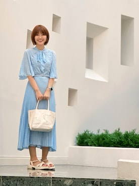 「アイテム（ワンピース/ドレス）」を使った、織田千穂さん（レディース・166cm）の夏コーディネート