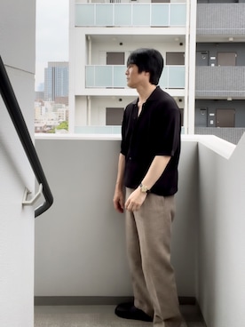 「Hender Scheme（エンダースキーマ）のアイテム（その他シューズ）」を使った、YOSHIMAさん（メンズ・169cm）の夏コーディネート