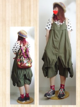 「FRAPBOIS」｜「アイテム（オールインワン・サロペット）」を使った、みはるさん（レディース・152cm）の夏コーディネート