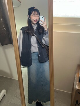 「no brand（ノーブランド）のアイテム（ベスト）」を使った、Speakkkさん（レディース・160cm）の秋コーディネート