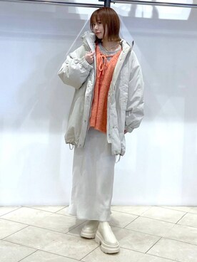 「着痩せ」｜「アイテム（ダウンジャケット/コート）」を使った、omakiiさん（レディース・160cm）の冬コーディネート