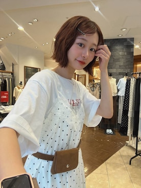 「LOWRYS FARM（ローリーズファーム）のストレッチサテンスカート　 290120（スカート、ブラック系）」を使った、omakiiさん（レディース・160cm）の夏コーディネート