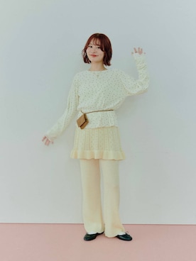 「LOWRYS FARM（ローリーズファーム）のバレエシューズ 1049086（バレエシューズ、ブラック系）」を使った、omakiiさん（レディース・160cm）の秋コーディネート