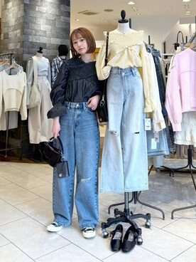 mymFitline パワカクセット CONE／アシメデニムパンツ 252606を使った人気ファッション