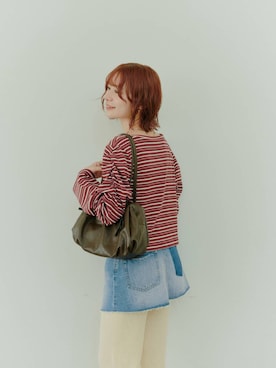 「LOWRYS FARM（ローリーズファーム）のCONE/ラップミニスカート　1047090（デニムパンツ、ブルー系）」を使った、omakiiさん（レディース・160cm）の秋コーディネート