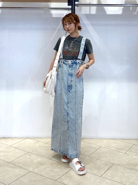 「着痩せ」｜「アイテム（ジャンパースカート）」を使った、omakiiさん（レディース・160cm）の夏コーディネート