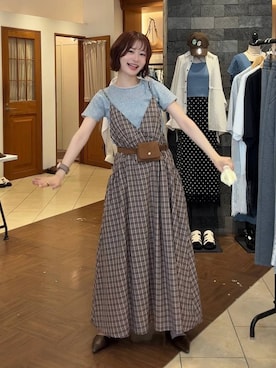 「LOWRYS FARM（ローリーズファーム）のステンレスプチＴＯＰネックレス２ 451999（ネックレス、ゴールド系）」を使った、omakiiさん（レディース・160cm）の夏コーディネート