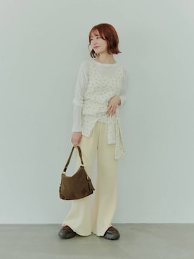 「LOWRYS FARM（ローリーズファーム）の【500mlペットボトル収納可】２ＷＡＹワンショルダーＢＡＧ　1051651（ハンドバッグ、ブラウン系）」を使った、omakiiさん（レディース・160cm）の秋コーディネート