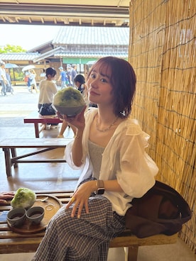 「アイテム（アクセサリー、ブルー系）」を使った、omakiiさん（レディース・160cm）の夏コーディネート