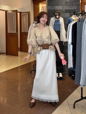「LOWRYS FARM（ローリーズファーム）のステンレスプチＴＯＰネックレス２ 451999（ネックレス、ゴールド系）」を使った、omakiiさん（レディース・160cm）の夏コーディネート