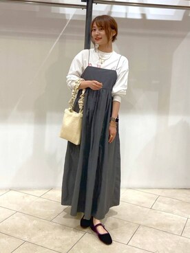 「LOWRYS FARM（ローリーズファーム）のステンレスプレートネックレス　973053（ネックレス）」を使った、omakiiさん（レディース・160cm）の夏コーディネート