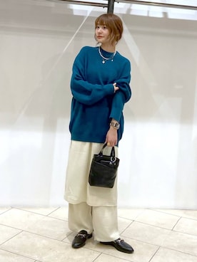 「LOWRYS FARM（ローリーズファーム）のステンレスプレートネックレス　973053（ネックレス）」を使った、omakiiさん（レディース・160cm）の秋コーディネート