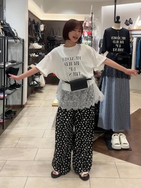 「LOWRYS FARM（ローリーズファーム）のステンレスプチＴＯＰネックレス２ 451999（ネックレス、ゴールド系）」を使った、omakiiさん（レディース・160cm）の夏コーディネート