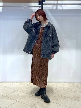 「着痩せ」｜「アイテム（デニムジャケット）」を使った、omakiiさん（レディース・160cm）の秋コーディネート