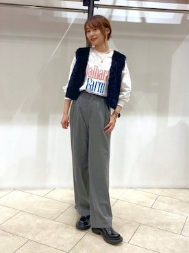 「LOWRYS FARM（ローリーズファーム）のステンレスプレートネックレス　973053（ネックレス）」を使った、omakiiさん（レディース・160cm）の秋コーディネート