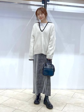 「LOWRYS FARM（ローリーズファーム）のステンレスプレートネックレス　973053（ネックレス）」を使った、omakiiさん（レディース・160cm）の秋コーディネート